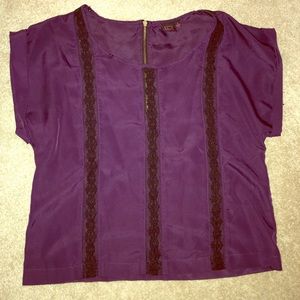 Purple with Black lace blouse